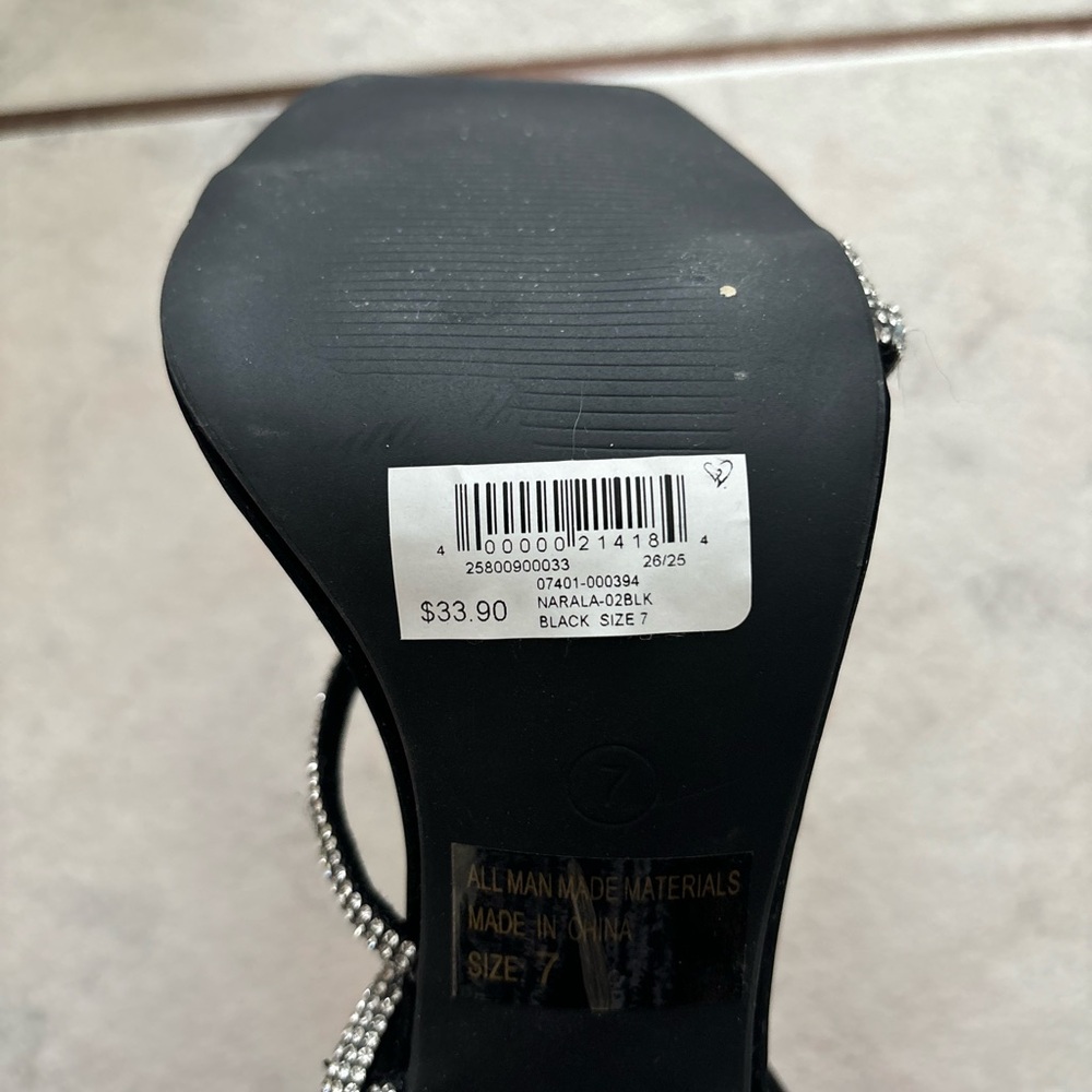 Windsor Black Heels with Silver Rhinestones - Picture 3 of 3